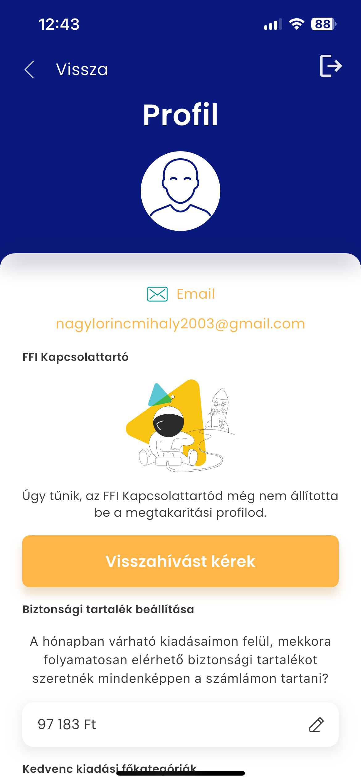 Értékpapírszámlára történő pénzátvezetés képernyő a Szumma alkalmazásban