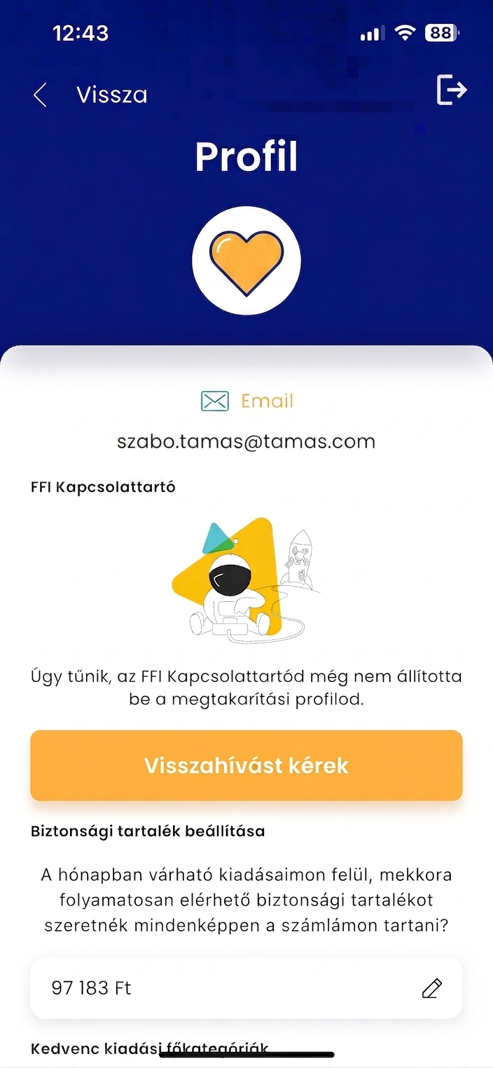 Értékpapírszámlára történő pénzátvezetés képernyő a Szumma alkalmazásban